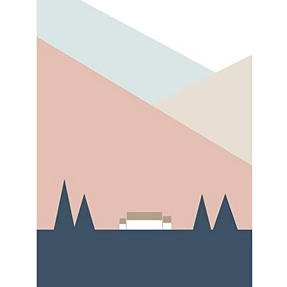 Wee Blue Coo Pastel Geometric Shapes Scotland Scottish Highland Croft Home Canvas Print