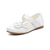 Dream Pairs ANGEL-5 Adorable Mary Jane Side Bow Velcro Strap Ballerina Flat (Toddler/ Little Girl) New WHITE SATIN SIZE 7