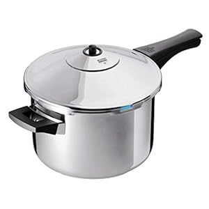 Kuhn Rikon DUROMATIC Pressure Cooker 8.75” 5.3 qt best seller family of 4 two handles for stability
