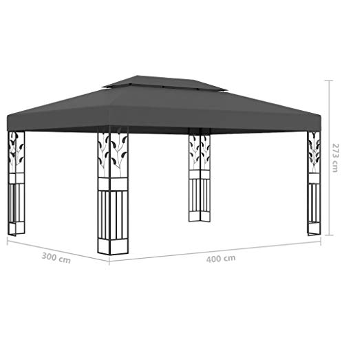 vidaXL Pavillon mit Doppeldach Witterungsbeständig Gartenzelt Partyzelt Festzelt Gartenpavillon Bierzelt Garten 3x4m… – Bild 6