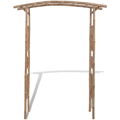 Retrome Outdoor Patio Wood Garden Arbor, Plant Climbing Support Trellis, Bamboo 57.1" x 15.7" x 73.6", for Rose Vines, Lawn Backyard Arch