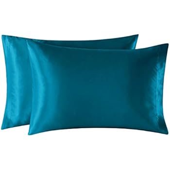 EXQ Home Satin Pillowcases Set of 2 for Hair and Skin King Size 20x40 Teal Pillow Case with Envelope Closure (Anti Wrinkle,Hypoallergenic,Wash-Resistant)