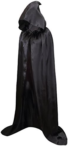Hamour Unisex Halloween Cape Full Length Hooded Cloak Adult Costume (59"(L), Black)