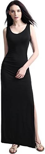 phistic Women's "Laura" Tank Column Side Slit Maxi Dress - Black L