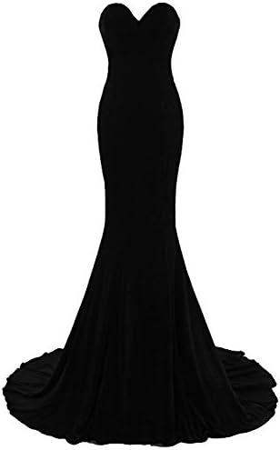 YSFS Women's Sweetheart Neck Velvet Mermaid Prom Dress 2017 Long Evening Dress Party Gown (US2, Black)