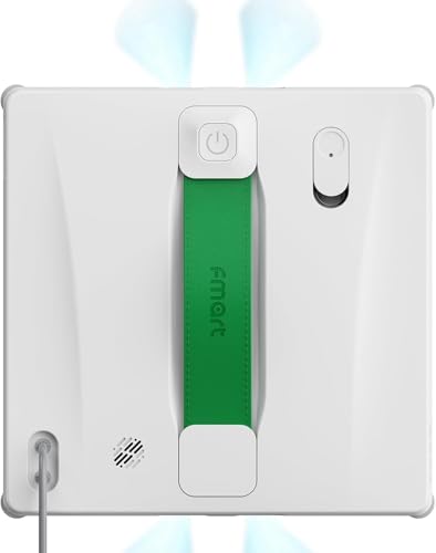 Fmart W8 Mini Robo limpa vidro, 8000Pa, Ultrafino, Spray ultrassônico 4 vias, limpeza de bordas, Rota Inteligente, segurança em 9 níveis, Controle por App e Controle Remoto.