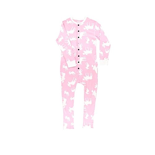 Classic Moose Pink Adult Flapjack Onsie Pajamas by LazyOne | Adult Kid Infant Dog Family Matching Pajamas (Large)