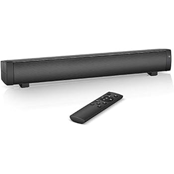 PC Soundbar, Wired & Wireless Home Theater Audio Stereo Sound Bar, Rechargeable Bluetooth Speakers, Portable Mini Soundbar with Remote Control for PC, Desktop, Smartphone, Tablet (RCA, AUX), Black