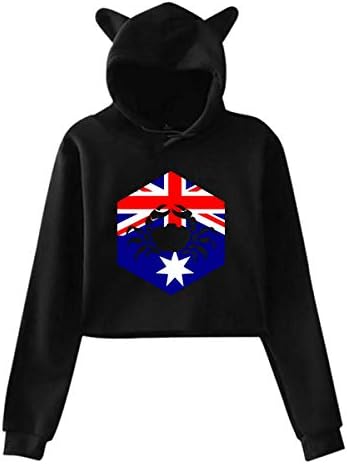 HYJDZKJY Womens Girls Cat Unicorn Pullover Hoodie Cancer Australian Crop Top Sweatshirts