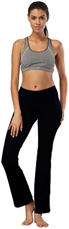 Melory Women's High Waist Bootleg Yoga Pants Tummy Control Trousers Women Sports Workout Leggings, Black, Small