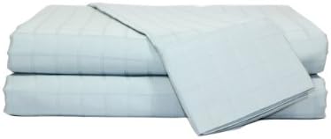 Perthshire Platinum Collection 440 Thread Count Egyptian Cotton 4-Piece Damask 1-Inch Window Pane Sheet Set, Queen, Ocean Blue