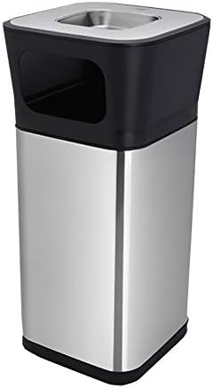 Trash Can YXX Environmental with Mobile Ashtray, Stainless Paper Basket Garbage Bins for Kitchen Bathroom Hotel Commercial Use (Size : 25L)