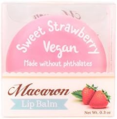 Macaron Lip Balm - Sweet Strawberry - Formulated with Coconut Oil, Shea Butter, and Vitamin E to Nourish and Moisturize Dry Lips