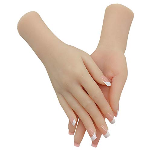 1 Pair Silicone Lifesize Female Mannequin Hand Display Jewerly Sandal Shoe Sock Display Art Sketch with Nail