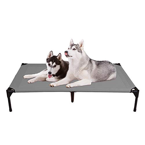 Veehoo Cooling Elevated Dog Bed, Portable Raised Pet Cot with Washable & Breathable Mesh, No-Slip Rubber Feet for Indoor & Outdoor Use, X Large, Silver Gray
