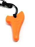 Shark Tooth Teething Chewelry Necklace by Zen Rocks - Chewable Chew Silicone Pendant Necklace (Bright Orange)