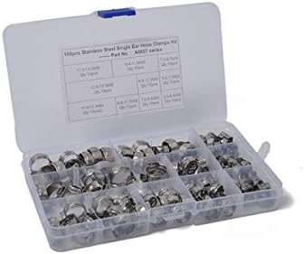 Usfenghezhan 100pcs 5.3mm-15.3mm Single Ear Plus Stainless Steel Hydraulic Hose Clamps O-Clips Pipe Fuel Air
