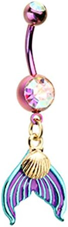 Oceanic Little Mermaid Tail Navel Belly Button Ring Size 14GA 3/8"