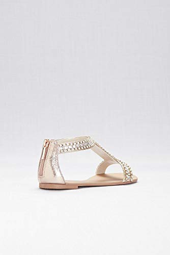 David's Bridal Crystal and Jewel Embellished Flat Sandals Style Posey, Silver, 8