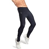 Przewalski Mens Winter Thermal Padded Cycling Tights, Brushed Fleece Bike Pants - Warm & Breathable, Large, Black