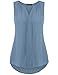 Vinmatto Women's Notch Neck Sleeveless Pleated Front Chiffon Blouse Tank Top (XXL, Grey Blue)