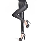 VAMEI Faux Leather Leggings Sexy Women Waist Shiny Pants