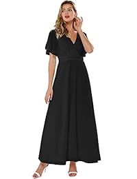 Azalosie vestido largo de manga corta para mujer, vestido formal de boda, fiesta de graduación, vestido largo