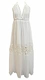 VIISHOW Women's Bohemian Halter Deep-v Backless Hollow Maxi Long Dress