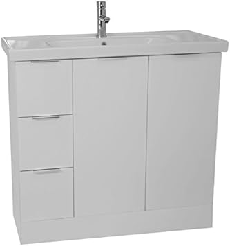 Arcom Wa06 Waloomi Floor Standing Vanity Cabinet Set With Fitted Sink 39 Glossy White Amazon Com