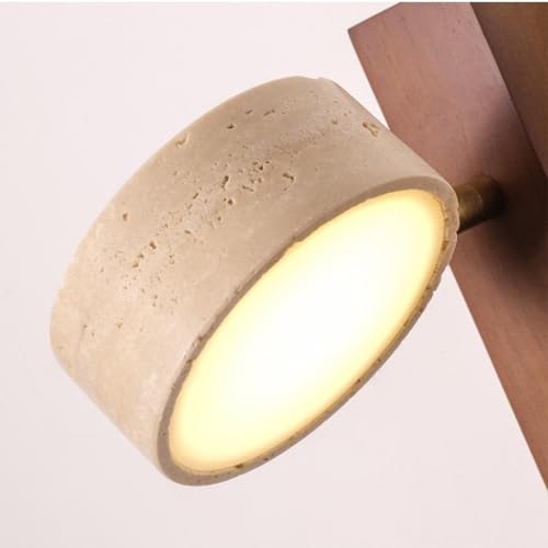 Lámpara de pared LED estilo asombro japonés Wabi-Sabi con pantalla de piedra natural,Aplique vintage giratorio,Lampara de pared espejo de baño,iluminación para cocina,comedor,tocador (A, 3 cabezas)