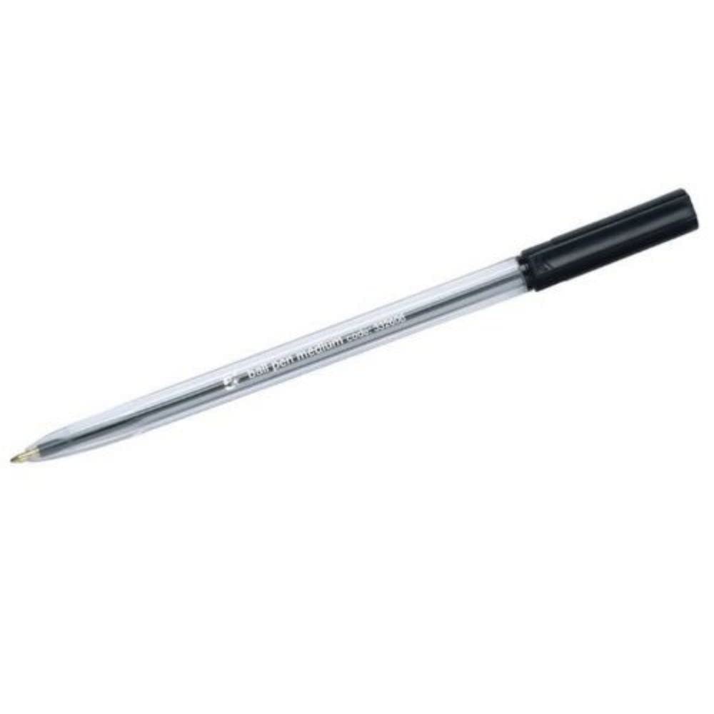 5 Star Office Ball Pen Clear Barrel Medium 1.0mm Tip 0.7mm Line Black [Pack 50]