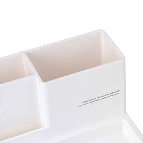 Citmage Desk Pen Holder Plastic Office Stationery 5 Compartments Desktop Organizer Storage Box for Gel Pens, Glues,Pencils, Markers, Erasers, Staplers (7.2" x5") (White) - Thumbnail 2