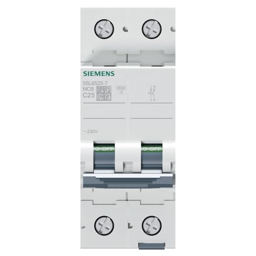 Siemens 5SL6525-7 Circuit Breaker 230V 6KA, 1+N-Pole, C, 25A, White