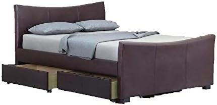 SimplyBedzzz Turin 5FT Kingsize Faux Leather Bed Frame Only in Brown, Bedroom Furniture (215 L x 159 W x 97cm)