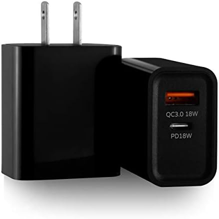 [2-Pack] Dual-Port Fast Charger,18W USB-A & Type-C Wall PD Charger w/QC 3.0 & Comparable Performance to 20W Power Adapters, Compatible with iPhone, iPad, Samsung, Google Pixel, etc.