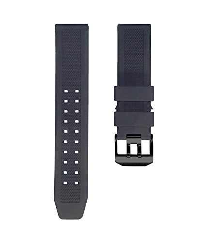 TIMEWHEEL 23mm Black Replacement Watch Band Double Prong Black PVD Buckle for Navy Seal EVO Diver Watch