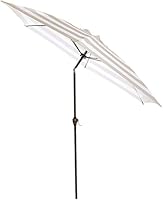 Amazon Com Amazonbasics Jc013 Patio Umbrella 9 Foot Striped Grey White Garden Outdoor