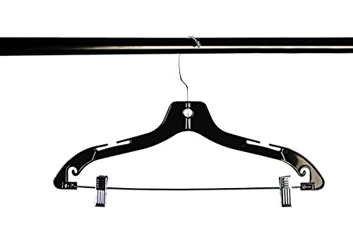 Shop72 - Clothing Hanger Black Plastic For Suit , Pant or Skirt Hanger 17 Inch- Set 12