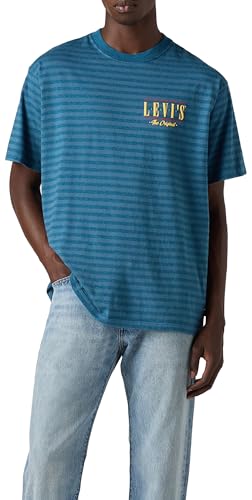 Herren Vintage Fit Graphic Tee T-Shirt, Stripe Serif Logo Hampton Bay, M