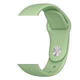 Apple Watch Band, HuanlongTM 38mm New Soft Silicone Sport Style Replacement Iwatch Strap for Apple Wrist Watch (Light Green 38mm S/M)