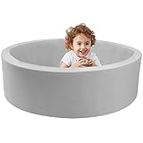 TRENDBOX Memory Foam Sponge Indoor Round Ball Pit for Toddler Children - Light Gray