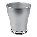 mDesign Fire Safe Wastebasket Trash Can for Bathroom, Kitchen, Office - Steel, Pearl Silver/Chrome