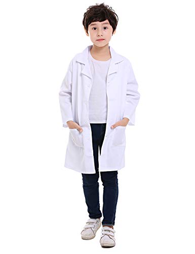 TOPTIE Kids Scrubs White Lab Coats for Scientists or Doctors-White-8