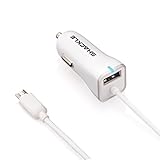 Galaxy S6 Car Charger, Note 5 Car Charger, Shackle Dual Ultra Fast Integrated USB Car Charger for Samsung Galaxy S7/S6/S5/S4, Note 4/3/2, Google Nexus 6, iPhone/iPad/iPad Mini/iPad Air White