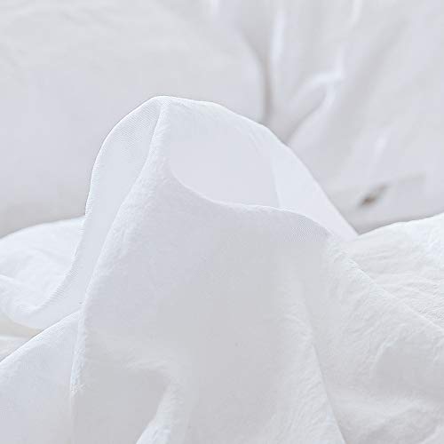 Smoofy White Duvet Cover, 3 Pieces Boho Style Microfiber Tasseled Bedding Sets with Zipper Closure(White, Queen)
