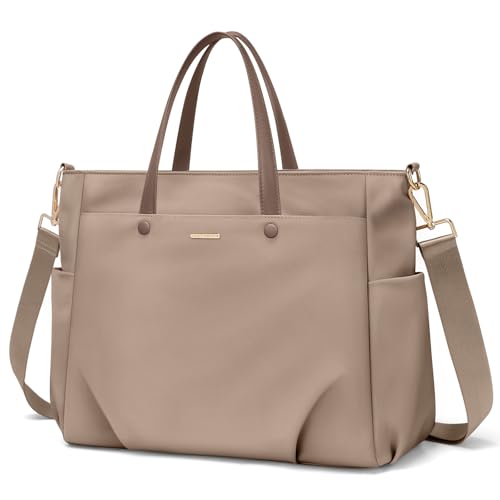 GOLF SUPAGS 15.6 Zoll Laptop Umhängetasche, Computer Tragetasche für Damen, Stilvolle Handtasche für Arbeit und Reisen (Champagnerfarben)