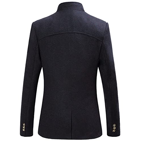 Men Stand Collar Retro Blazer Jacket Winter Solid Slim Fit Chinese