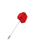 Jelinda Men Vintage Rose Flower Lapel Stick Brooch Pin Wedding Corsage Boutonniere (Red)