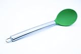 BEST Large Silicone Kitchen Mixing Serving Spoon By Chef Frog - For Home Or Professional Use - Features Our Stay-Cool Stainless Steel Handle