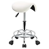 KKTONER Saddle Stool with Foot Rest PU Leather